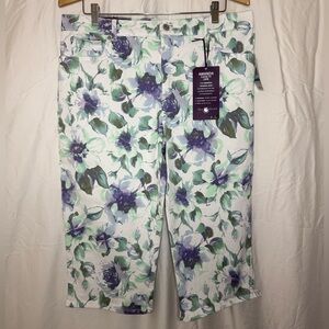 Gloria Vanderbilt Floral Capri Pants - Purple, Green, White